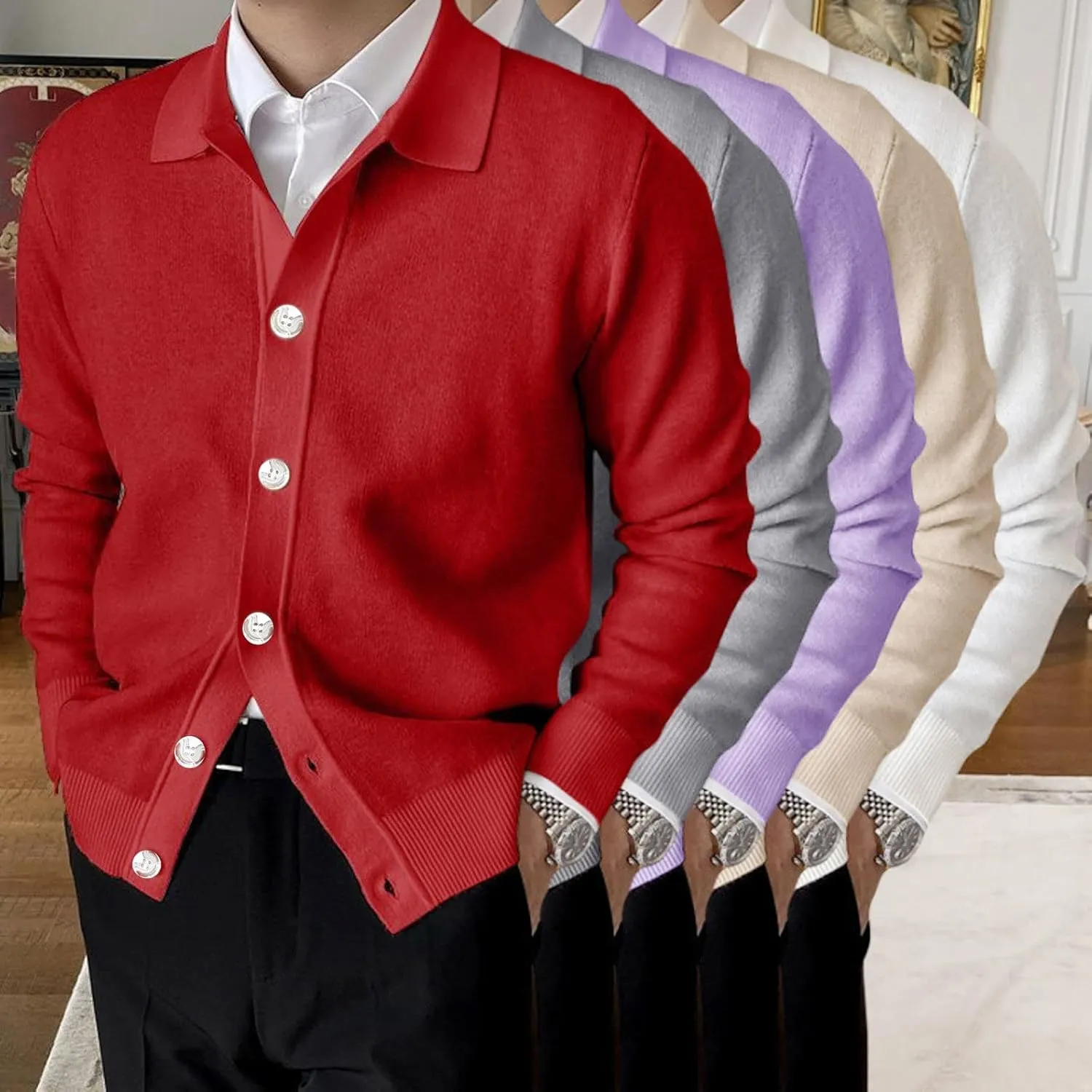 Men's Cardigan Shirt Casual Lapel Collar Knitted Sweater Button Down Long Sleeve Coat Resist The Cold Versatile Jacket