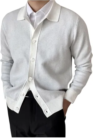 Men's Cardigan Shirt Casual Lapel Collar Knitted Sweater Button Down Long Sleeve Coat Resist The Cold Versatile Jacket