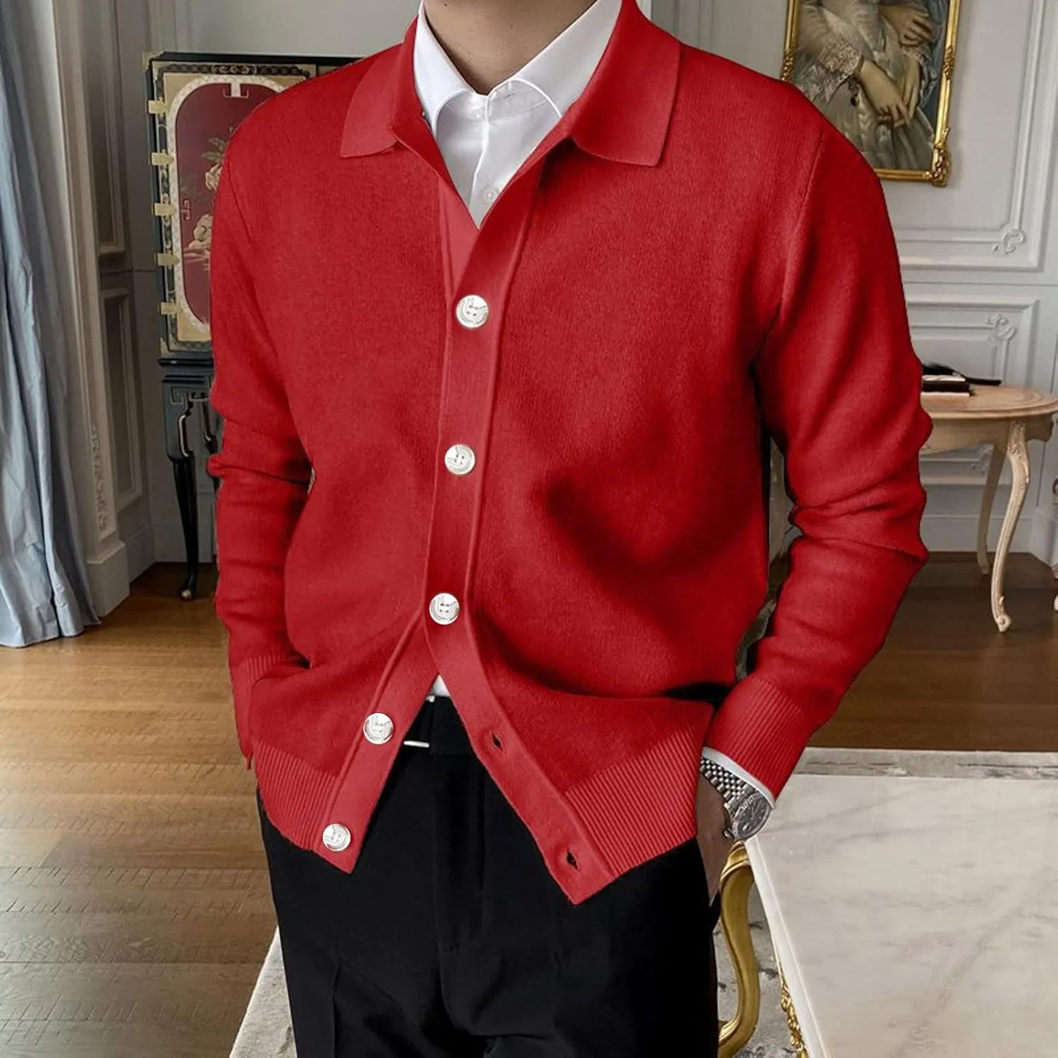Men's Cardigan Shirt Casual Lapel Collar Knitted Sweater Button Down Long Sleeve Coat Resist The Cold Versatile Jacket