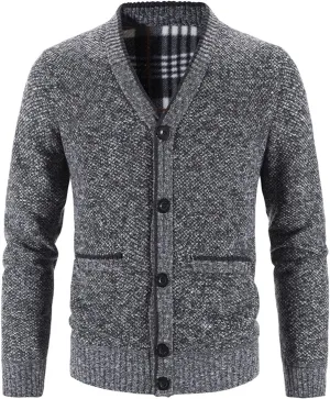 Men's Cardigan Sweaters Cable Knit Button Down Sweater Shawl Collar Loose Fit Casual Knitted Cardigan