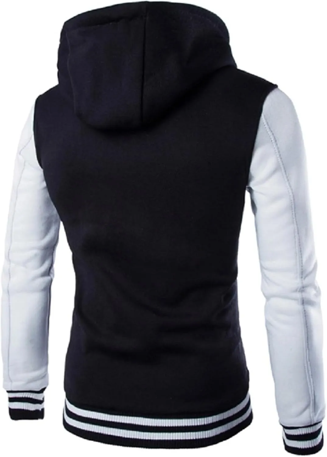 Men's Casual Baseball Jacket Hooded Sweatshirt Button Coat Slim Cardigan Brushed Sweater Warm Winter Coat