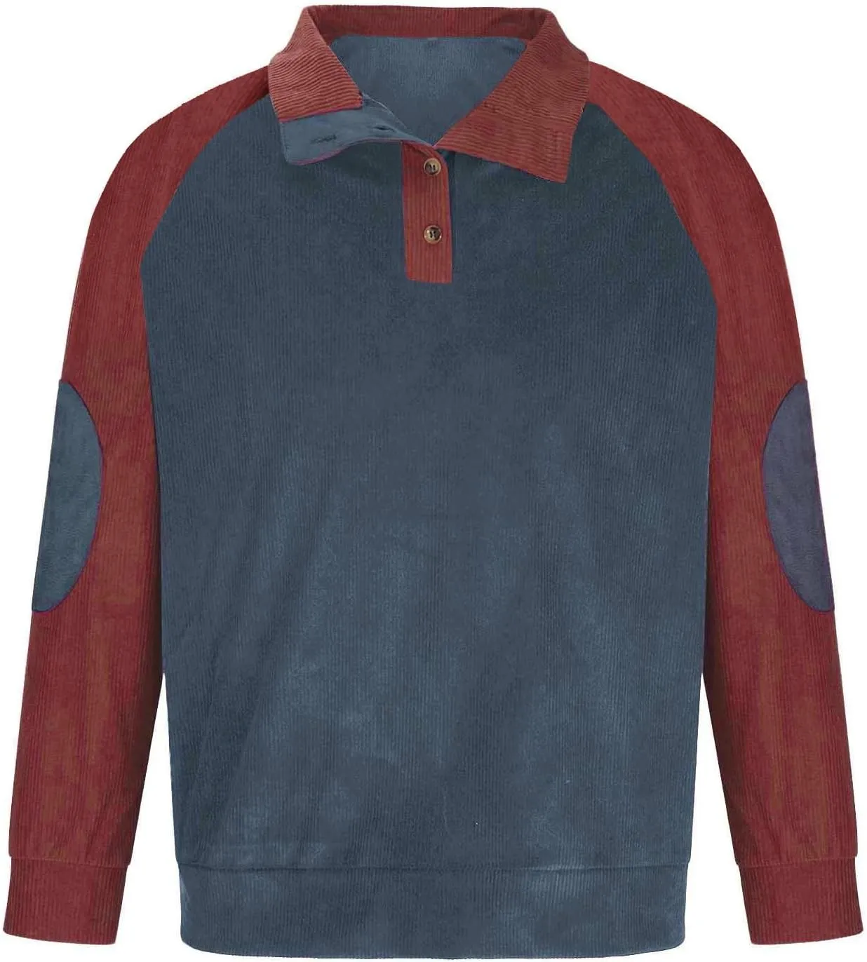 Mens Casual Corduroy Sweatshirt Casual Long Sleeve Button Solid Color Long Sleeve T Shirt Top Mock Neck Sweaters