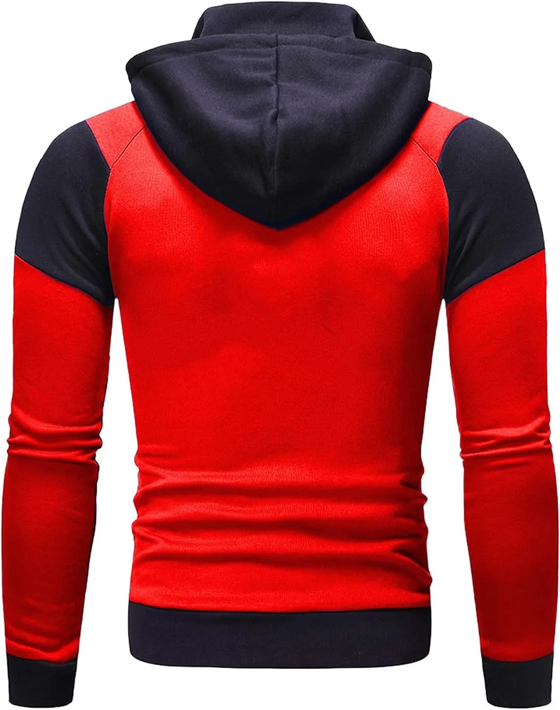Mens Casual Hoodies Pullover Fake Two-Piece Sports Sweatshirt Long Sleeve Zipper Hooded Jacket Coats Hoodies