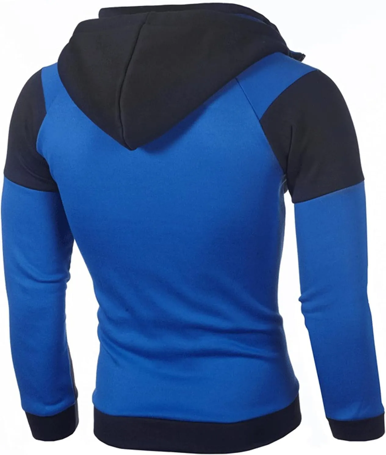 Mens Casual Hoodies Pullover Fake Two-Piece Sports Sweatshirt Long Sleeve Zipper Hooded Jacket Coats Hoodies