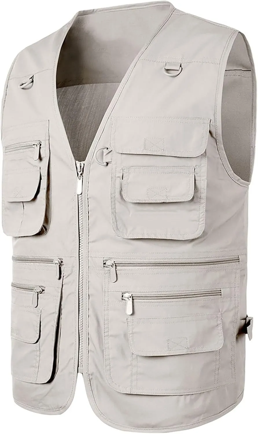 Men's Casual Outdoor Work Fishing Travel Photo Cargo Vest Multi Pockets Summer Mesh Casual Utility Military Vest