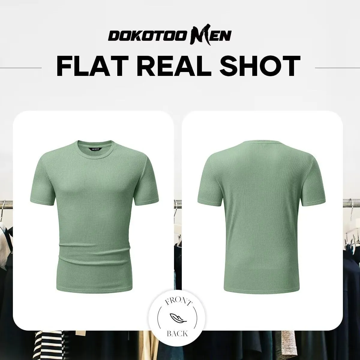 Men's Casual T-Shirts Lightweight Crewneck Solid Color Short Sleeve Waffle Pullover Tees