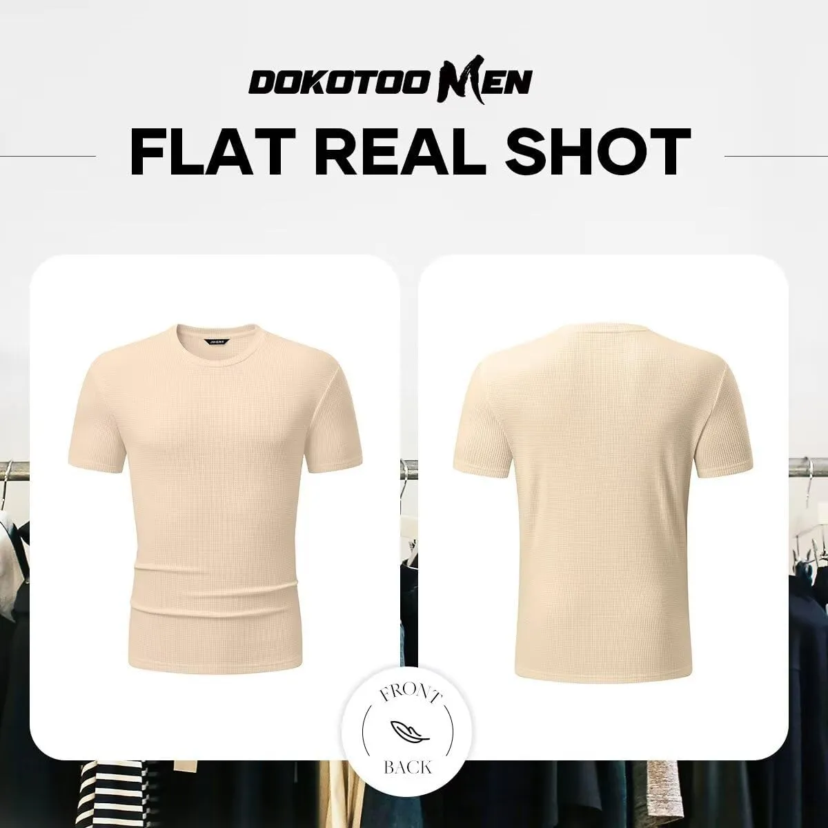 Men's Casual T-Shirts Lightweight Crewneck Solid Color Short Sleeve Waffle Pullover Tees