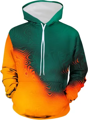 Men's Colour Block Hooded Sweatshirts Casual Long Sleeve Pullover Tops Novelty Printed Y2K Hoodies with Pockets