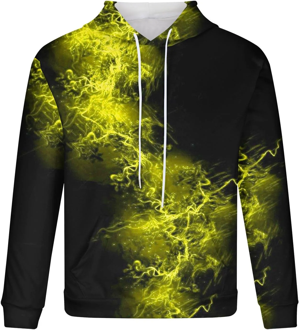 Men's Colour Block Hooded Sweatshirts Casual Long Sleeve Pullover Tops Novelty Printed Y2K Hoodies with Pockets