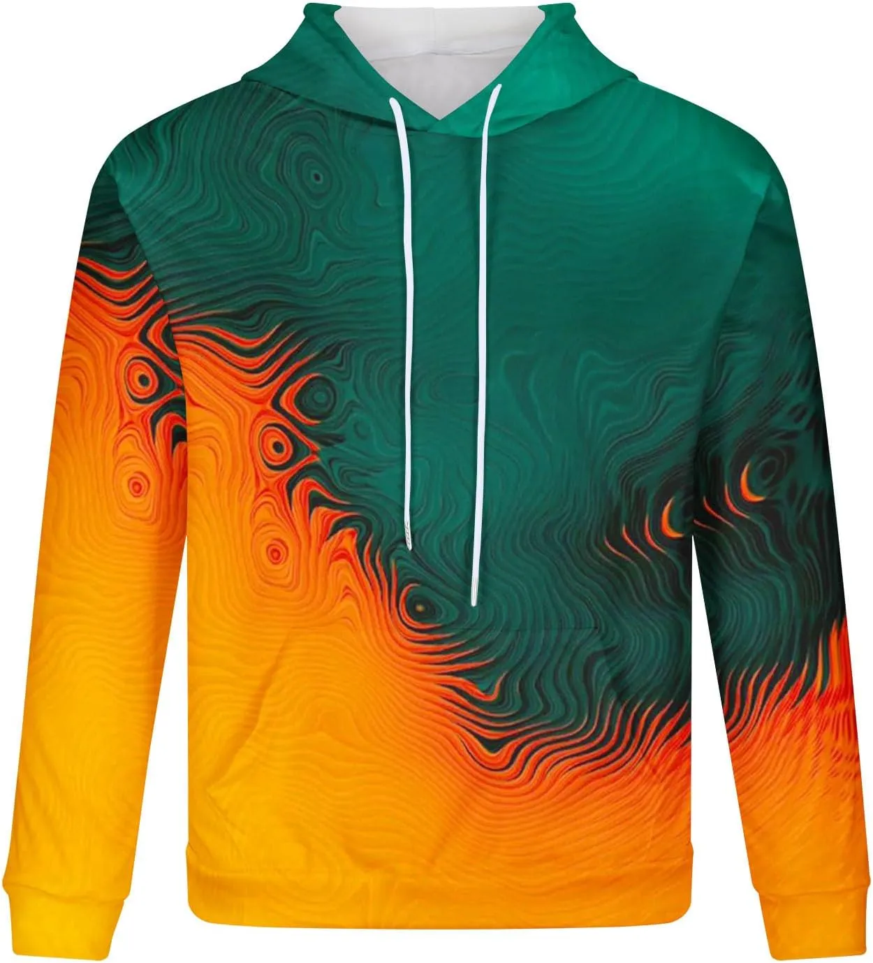 Men's Colour Block Hooded Sweatshirts Casual Long Sleeve Pullover Tops Novelty Printed Y2K Hoodies with Pockets