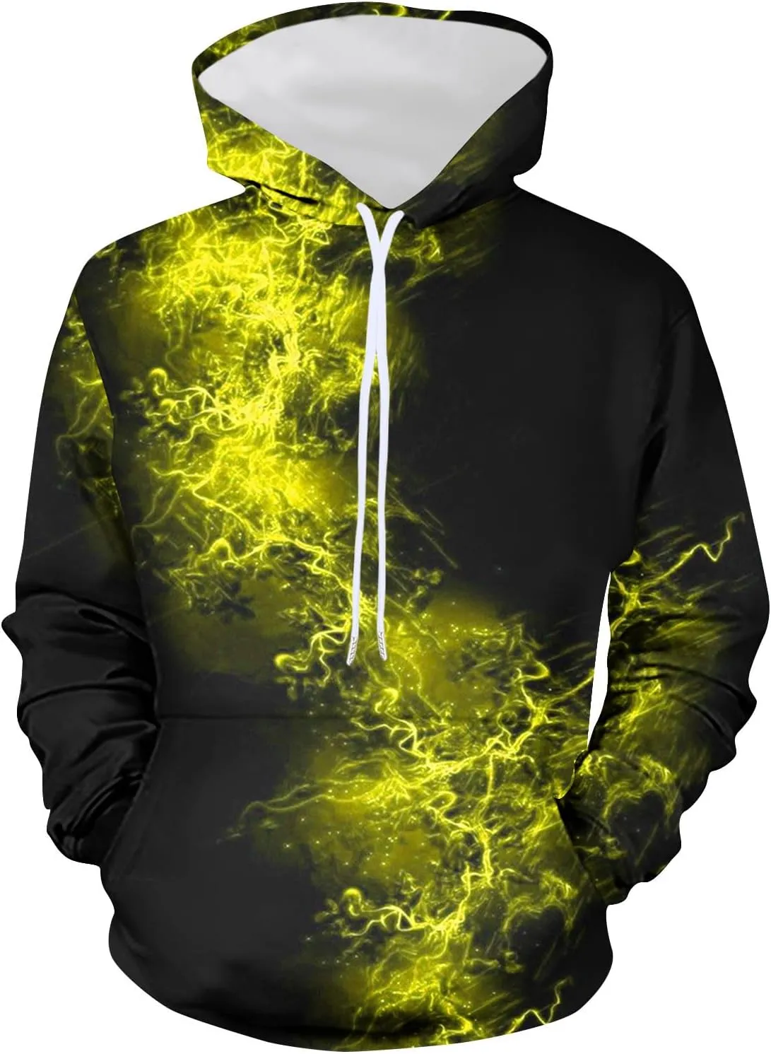 Men's Colour Block Hooded Sweatshirts Casual Long Sleeve Pullover Tops Novelty Printed Y2K Hoodies with Pockets
