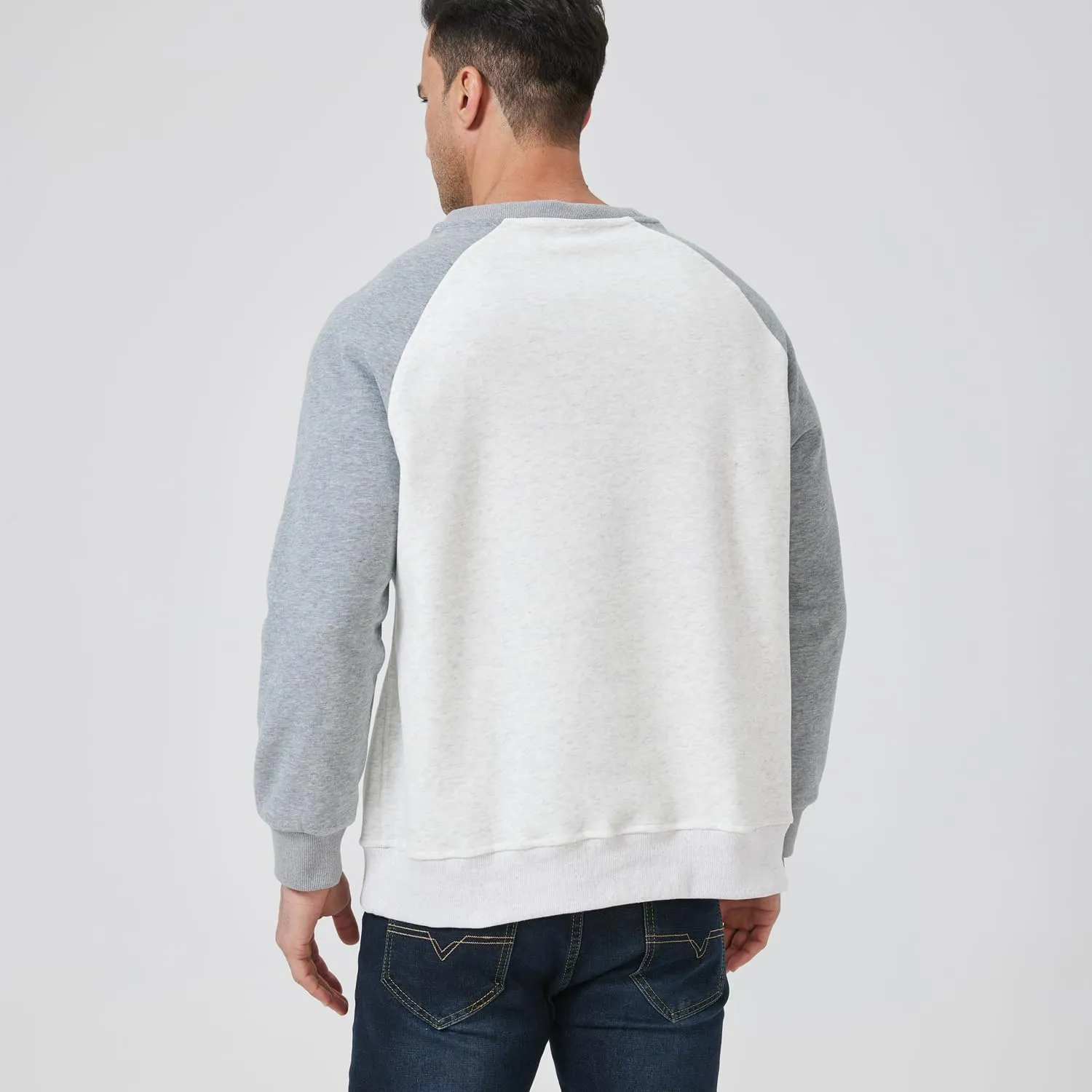 Men's Crewneck Sweatshirts Splicing color Loose Soft Long Sleeve Casual Pullover Shirt Top