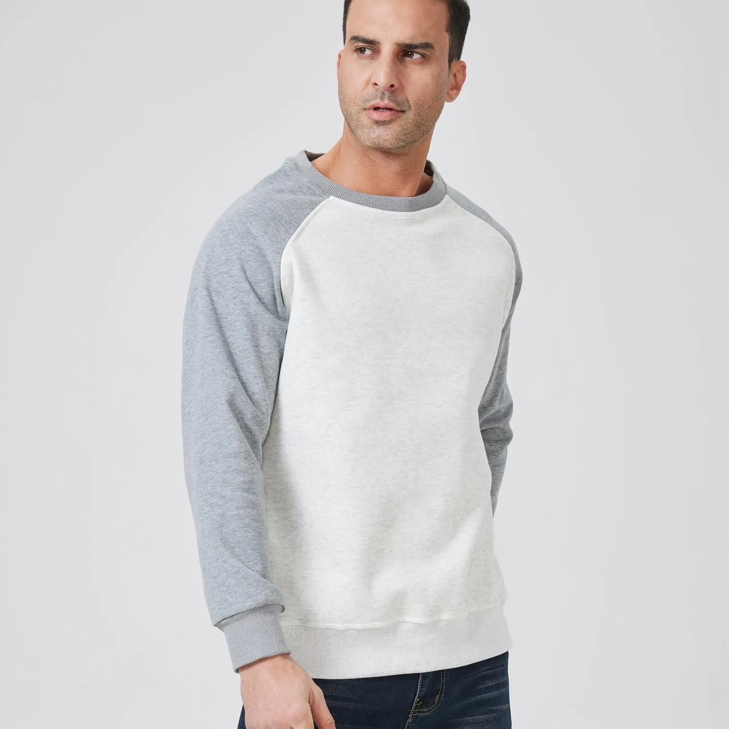 Men's Crewneck Sweatshirts Splicing color Loose Soft Long Sleeve Casual Pullover Shirt Top
