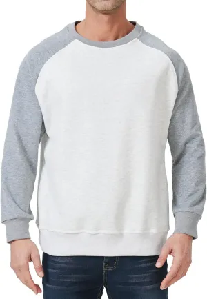 Men's Crewneck Sweatshirts Splicing color Loose Soft Long Sleeve Casual Pullover Shirt Top