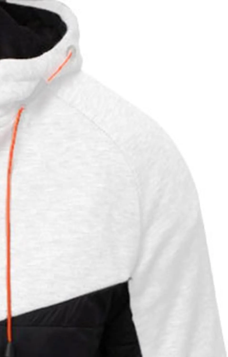 Men's Fashion Full Zip Up Sweatshirt Color Matching Splicing Jackets Coats Colour Block Patchwork Hooded Tops
