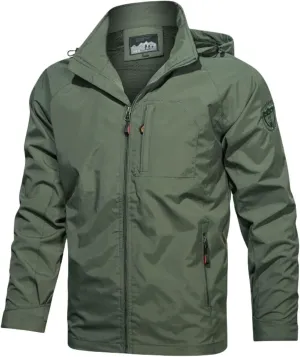 Mens Fashion Windproof Hooded Jackets Long Sleeve Rainproof Windbreaker Lightweight Casual Fit Hiking Outdoor Coats