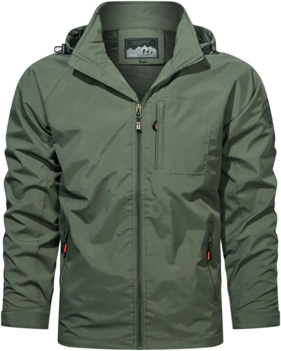 Mens Fashion Windproof Hooded Jackets Long Sleeve Rainproof Windbreaker Lightweight Casual Fit Hiking Outdoor Coats