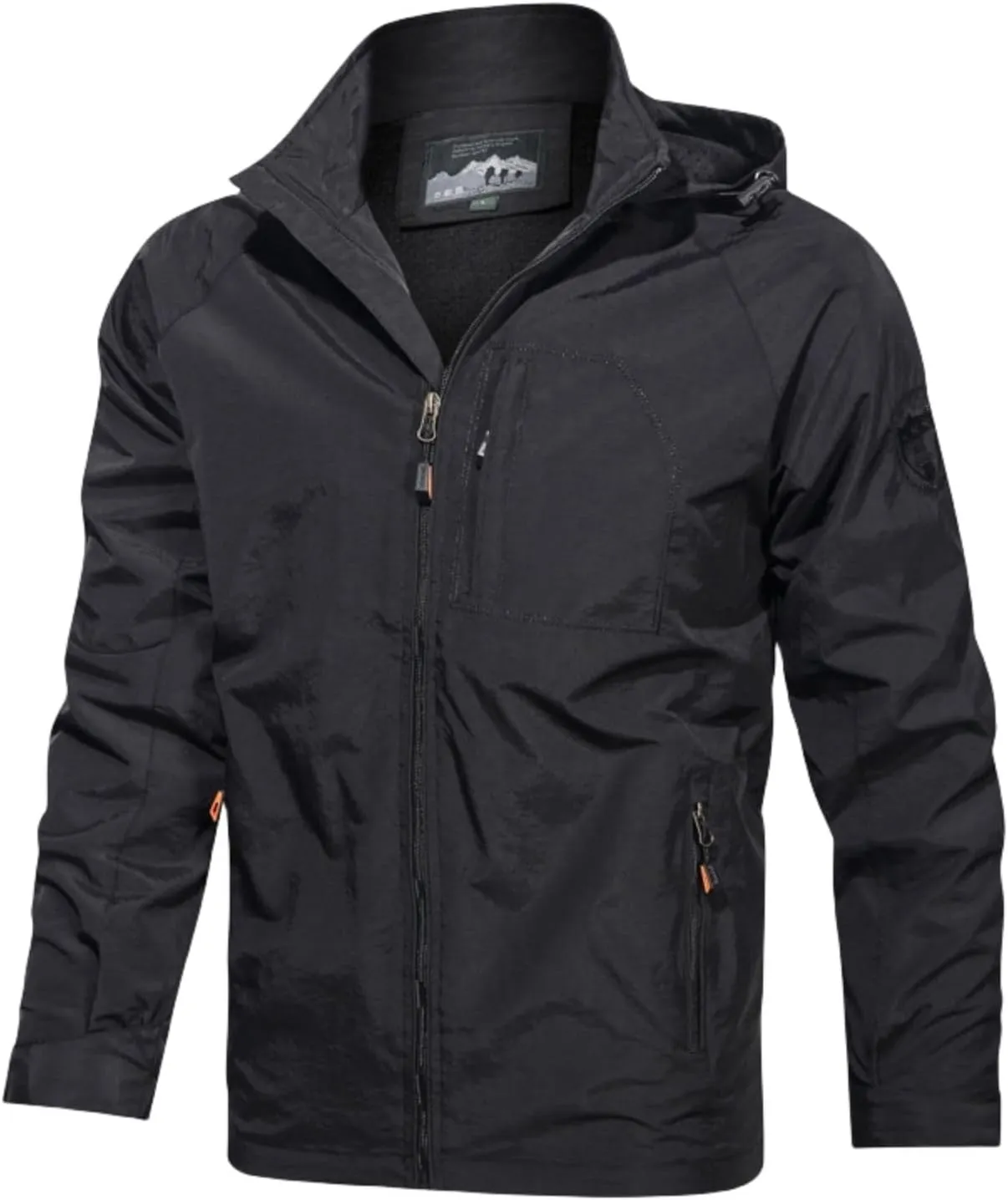 Mens Fashion Windproof Hooded Jackets Long Sleeve Rainproof Windbreaker Lightweight Casual Fit Hiking Outdoor Coats