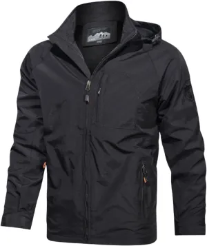 Mens Fashion Windproof Hooded Jackets Long Sleeve Rainproof Windbreaker Lightweight Casual Fit Hiking Outdoor Coats