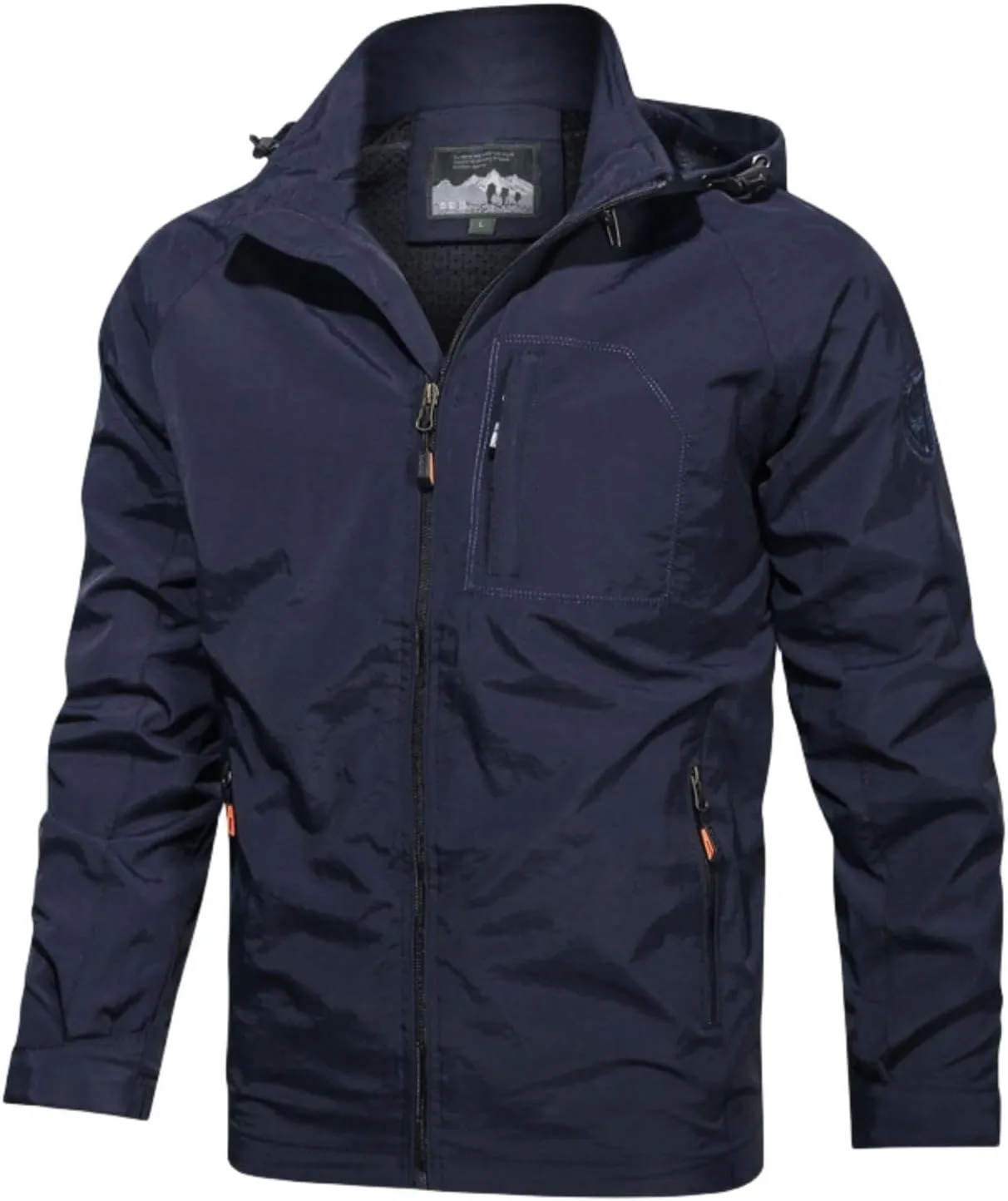Mens Fashion Windproof Hooded Jackets Long Sleeve Rainproof Windbreaker Lightweight Casual Fit Hiking Outdoor Coats