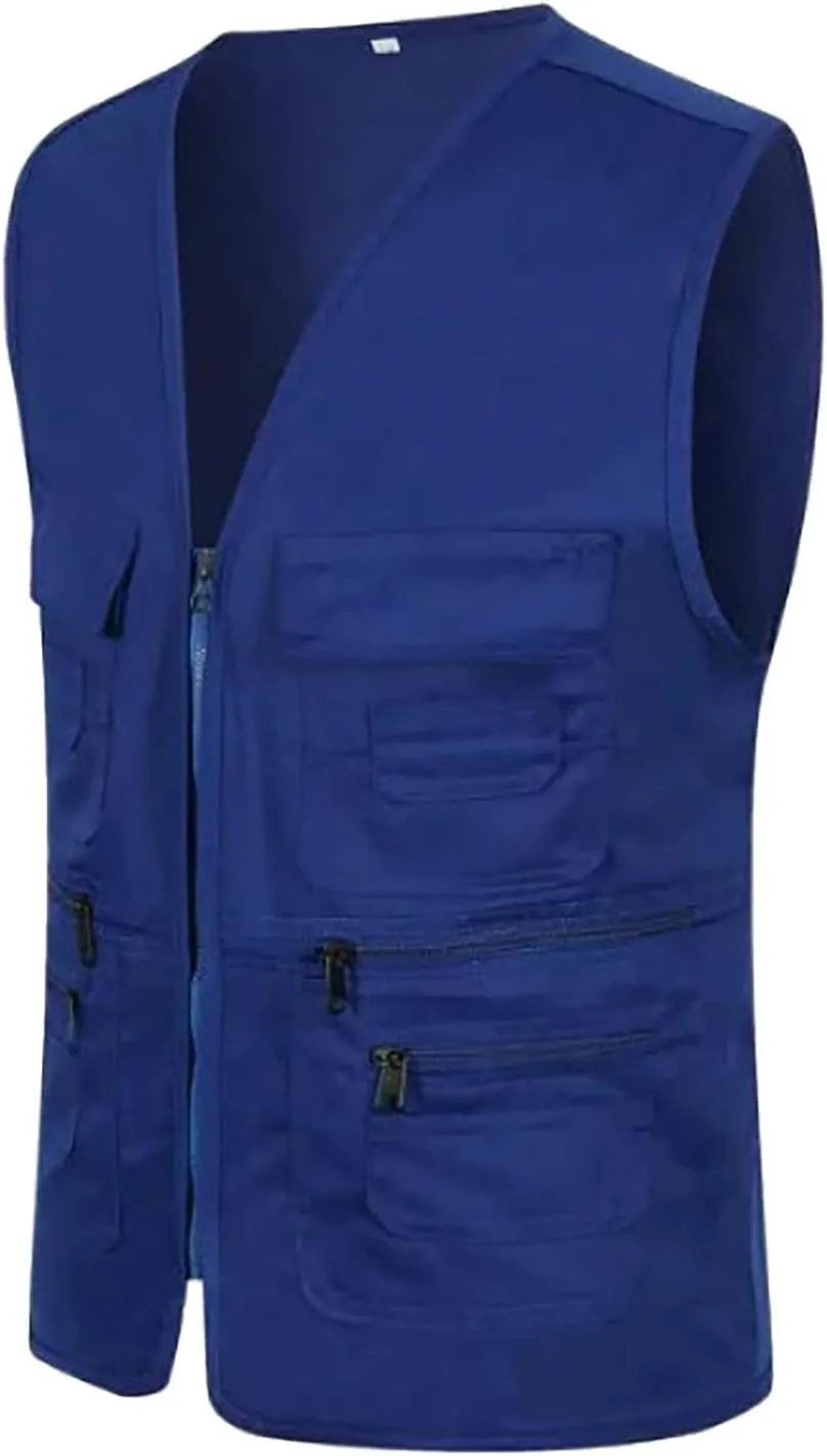 Men's Fishing Vest Utility Safari Travel Vest Multi Pockets Outdoor Lightweight Work Photo Cargo Fly Summer Vest