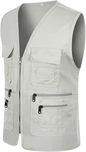 Men's Fishing Vest Utility Safari Travel Vest Multi Pockets Outdoor Lightweight Work Photo Cargo Fly Summer Vest