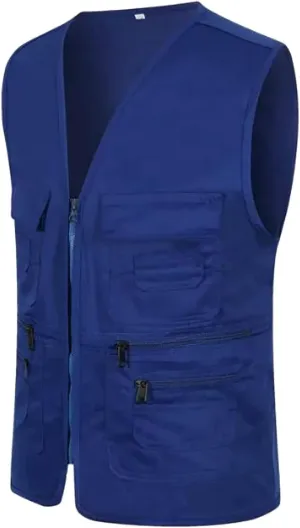 Men's Fishing Vest Utility Safari Travel Vest Multi Pockets Outdoor Lightweight Work Photo Cargo Fly Summer Vest