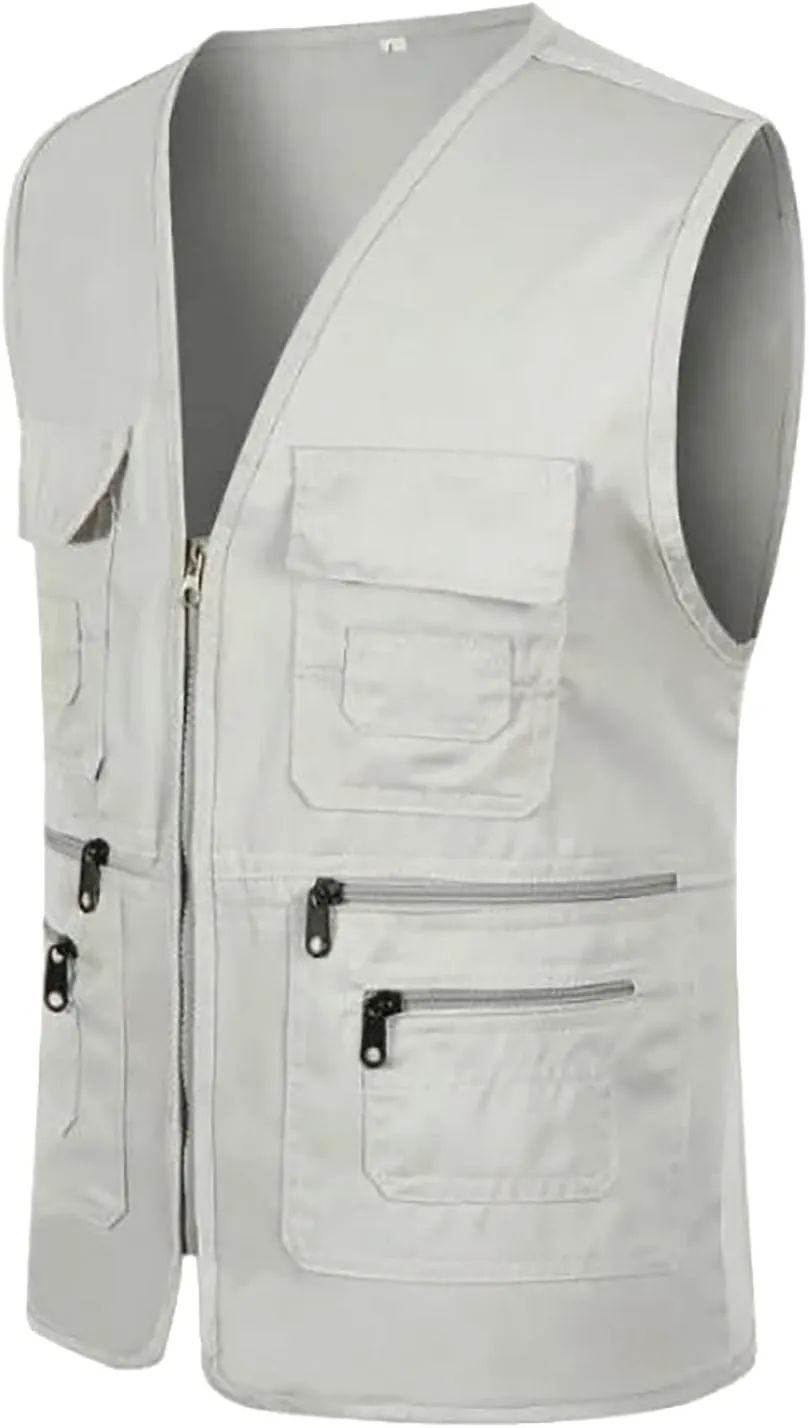 Men's Fishing Vest Utility Safari Travel Vest Multi Pockets Outdoor Lightweight Work Photo Cargo Fly Summer Vest