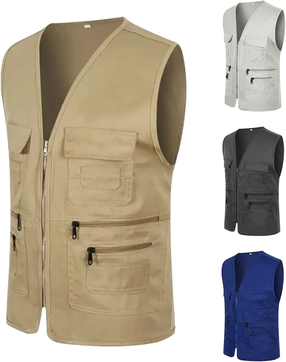 Men's Fishing Vest Utility Safari Travel Vest Multi Pockets Outdoor Lightweight Work Photo Cargo Fly Summer Vest