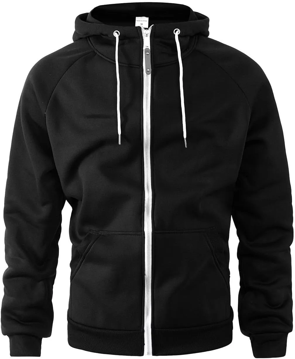 Mens Fleece Jackets Contrast Hoodies Lightweight Sweatshirt Color Block Jacket Coats Winter Zip Plus Size Jacket