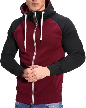 Mens Fleece Jackets Contrast Hoodies Lightweight Sweatshirt Color Block Jacket Coats Winter Zip Plus Size Jacket
