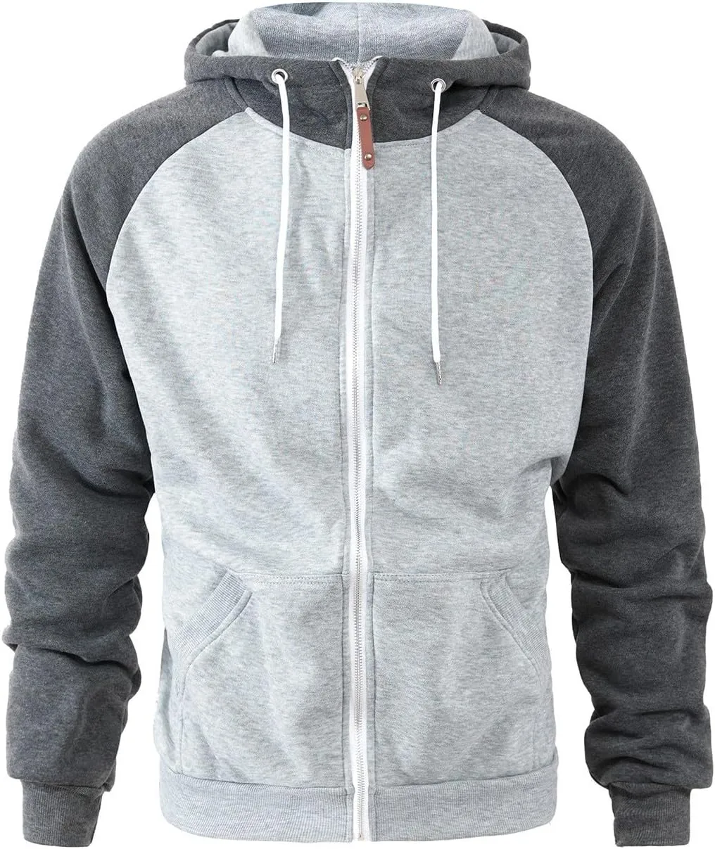 Mens Fleece Jackets Contrast Hoodies Lightweight Sweatshirt Color Block Jacket Coats Winter Zip Plus Size Jacket