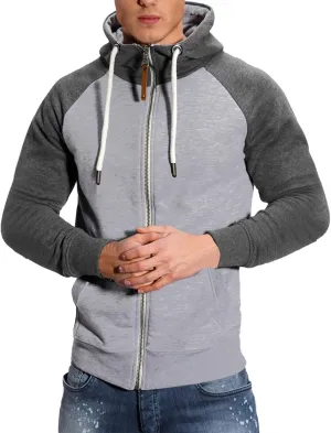 Mens Fleece Jackets Contrast Hoodies Lightweight Sweatshirt Color Block Jacket Coats Winter Zip Plus Size Jacket