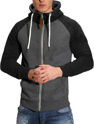 Mens Fleece Jackets Contrast Hoodies Lightweight Sweatshirt Color Block Jacket Coats Winter Zip Plus Size Jacket