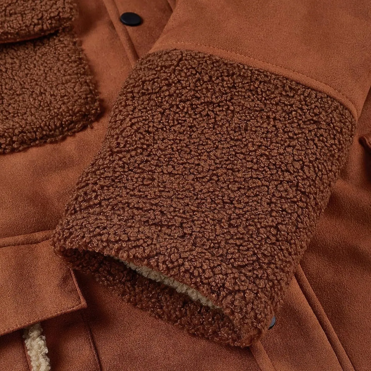 Mens Fuzzy Sherpa Jacket Long Sleeve Heavyweight Zip Up Warm Fleece Coat Fall Winter Vintage Thick Bomber Jackets