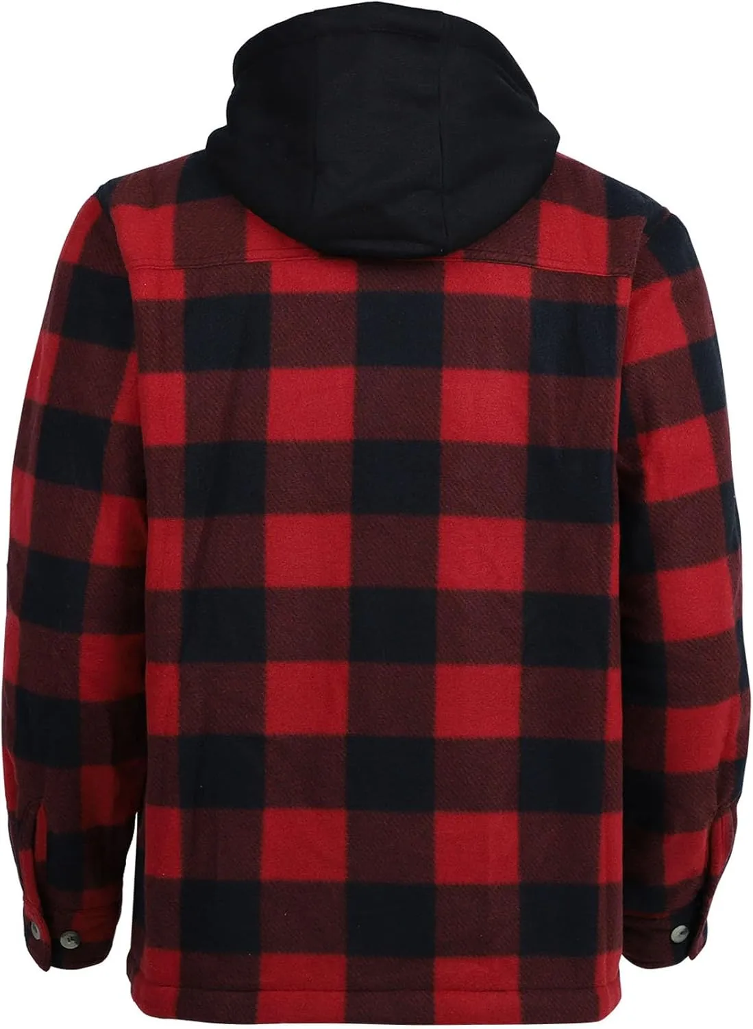 Mens Heavyweight Hoodies Casual Zip Up Plaid Flannel Shirt Jackets Winter Thick Berber Lined Fleece Coat