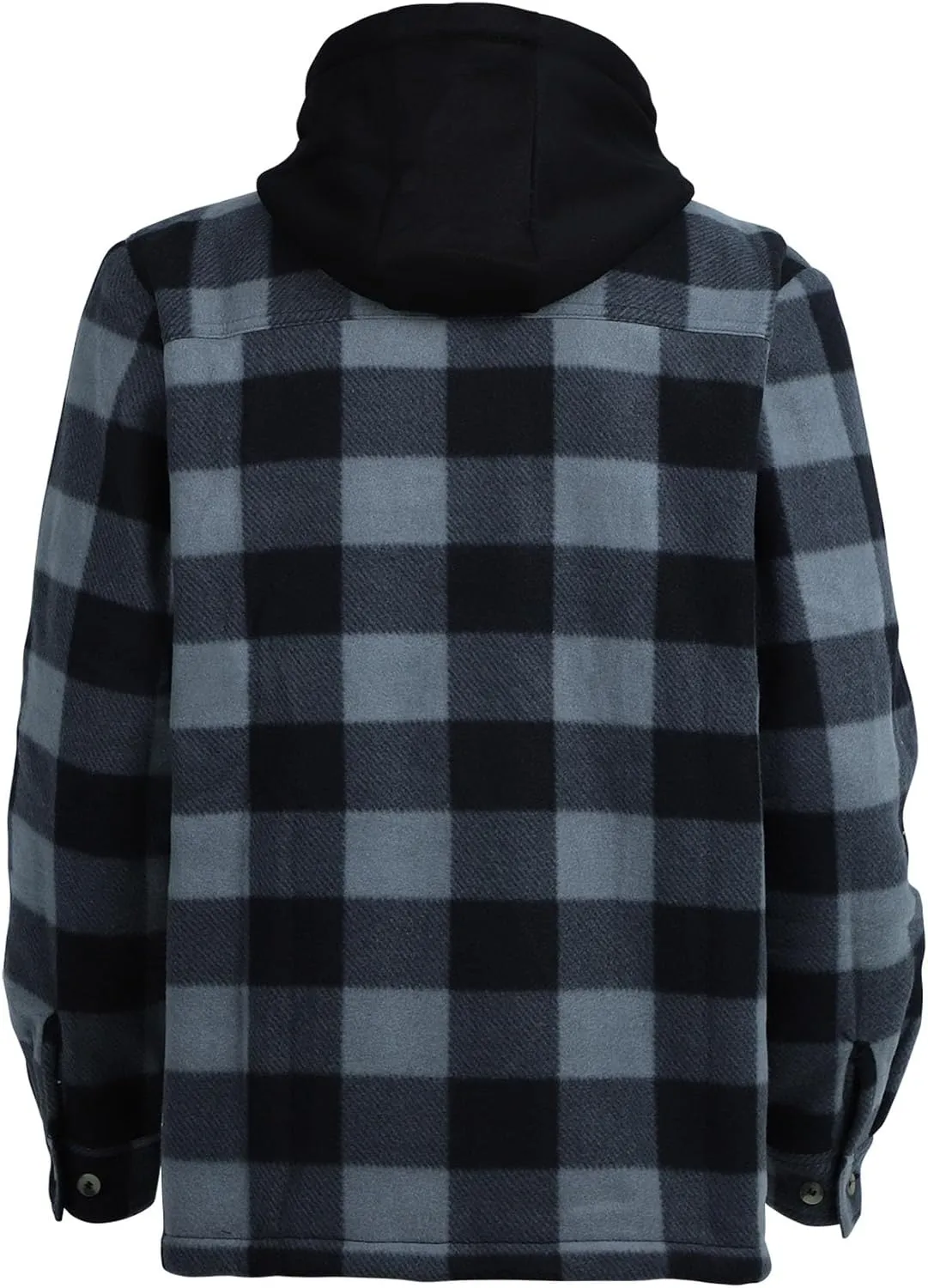 Mens Heavyweight Hoodies Casual Zip Up Plaid Flannel Shirt Jackets Winter Thick Berber Lined Fleece Coat