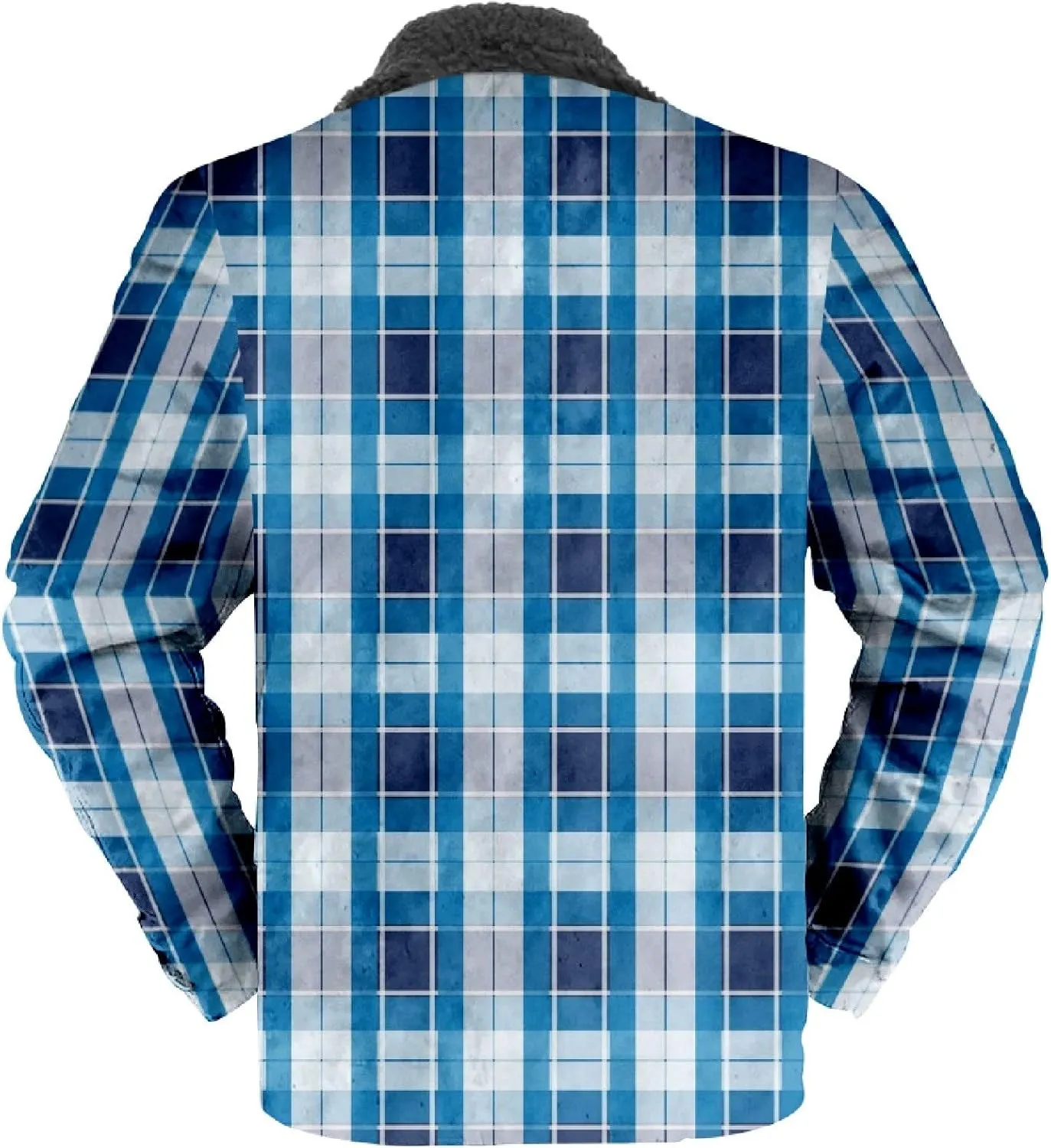 Men's Hooded Shirt Jacket Plaid Pocket Hooded Loose Coat Plus Velvet Shirt Top with Hood for Men Fleece Lined