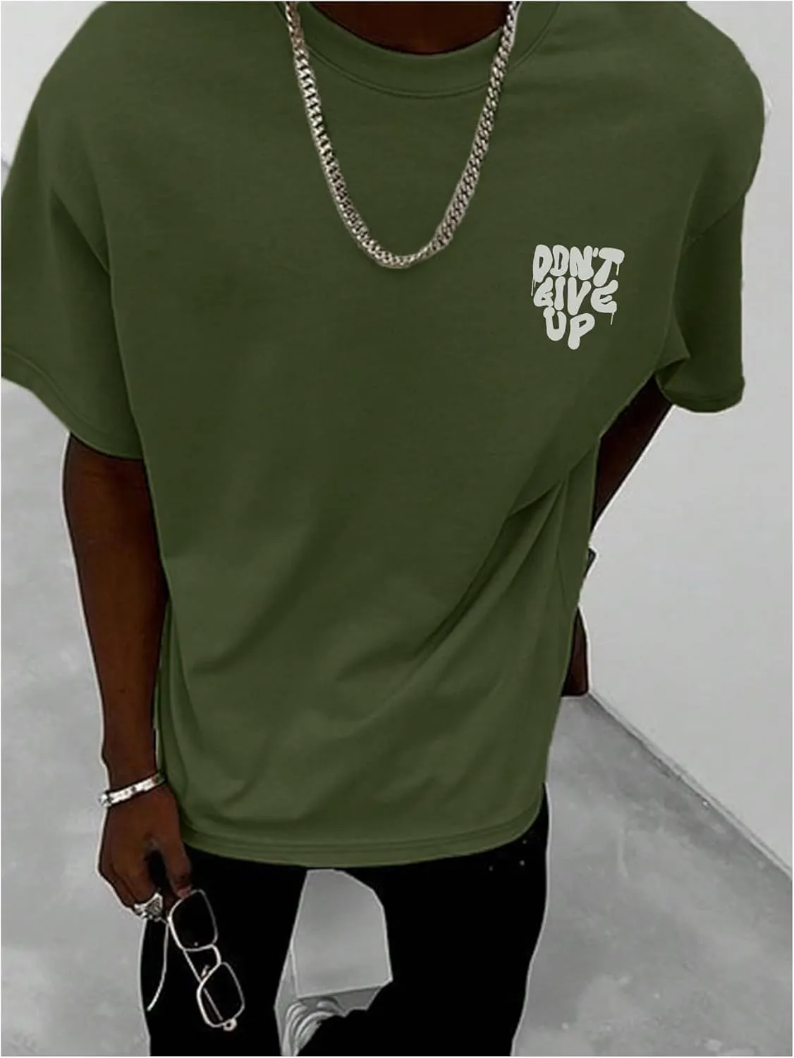 Men's Letter Print Distressed T Shirts Vintage Short Sleeve Y2k Baggy Shirts