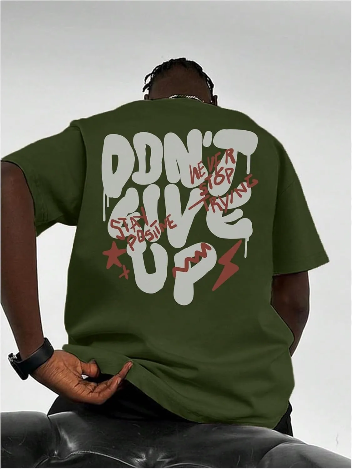 Men's Letter Print Distressed T Shirts Vintage Short Sleeve Y2k Baggy Shirts