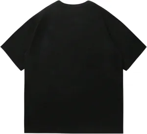 Men's Letter Print Distressed T Shirts Vintage Short Sleeve Y2k Baggy Shirts