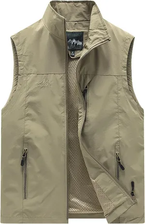 Mens Lightweight Softshell Vest Casual Sleeveless Windproof Jacket Work Fishing Travel Hiking Golf Utility Vest