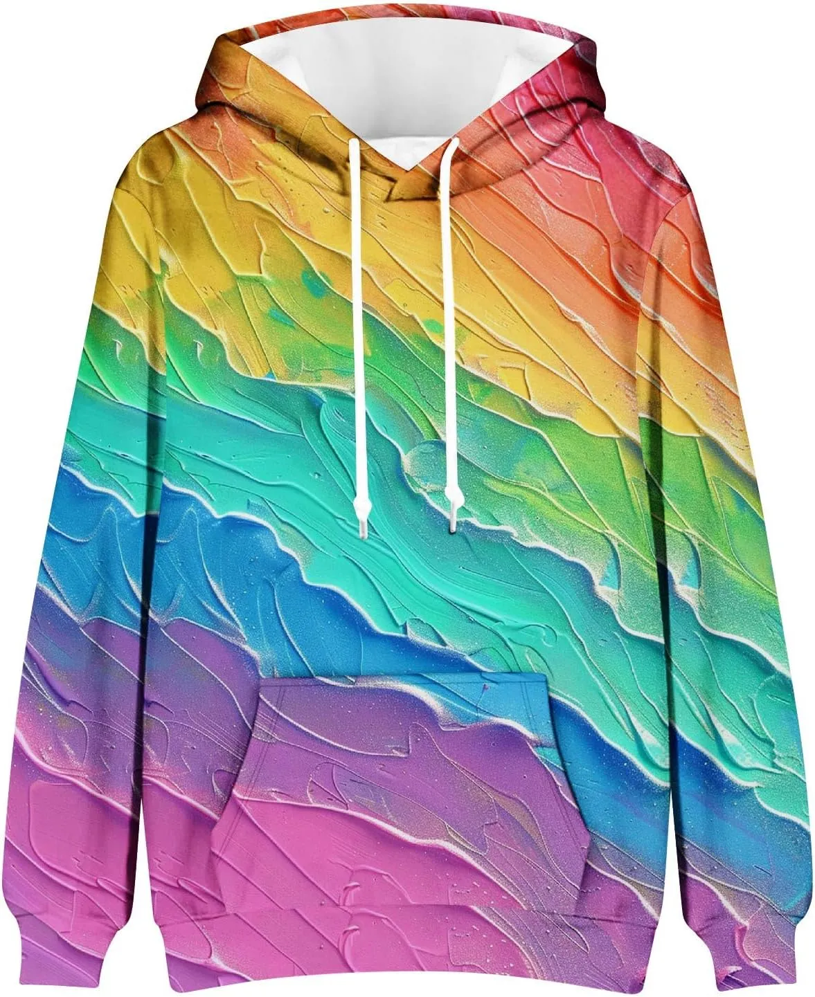 Men's Loose Long Sleeve Hoodies Sweatshirt Gradient Printed Hooded Sweatshirts Pocket Fall Winter Warm Pullover Tops