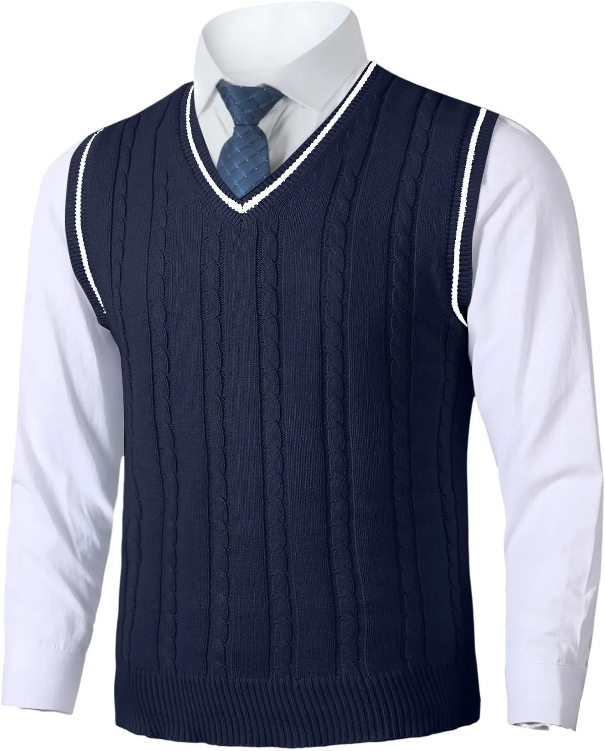 Men's Loose Sweater Vest Lightweight V-Neck Cotton Vests Pullover Cardigan Winter Solid Color Men Sweater Tank Tops