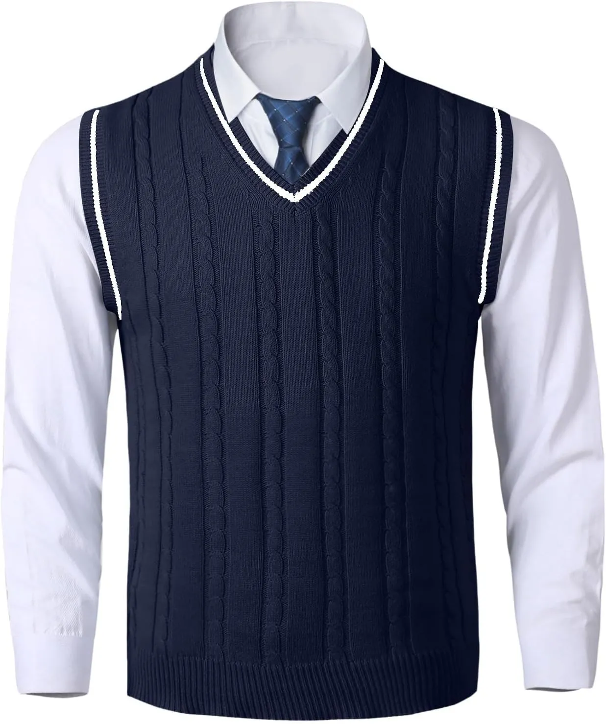 Men's Loose Sweater Vest Lightweight V-Neck Cotton Vests Pullover Cardigan Winter Solid Color Men Sweater Tank Tops