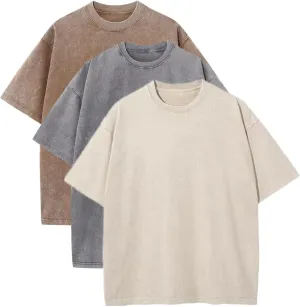 Men's Oversized T-Shirts Acid Wash Vintage Shirt Short Sleeve Tees Unisex Cotton Shirts
