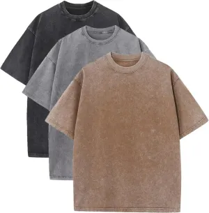 Men's Oversized T-Shirts Acid Wash Vintage Shirt Short Sleeve Tees Unisex Cotton Shirts