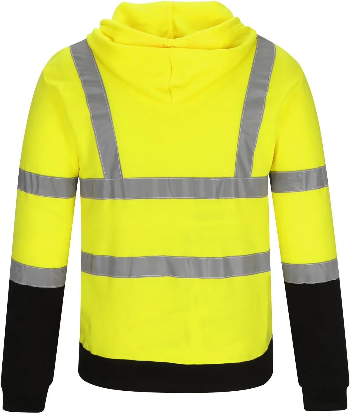 Mens Safety Fleece Hoodie Jacket High Visibility Full Zip Sweatshirt Reflective Work Utility Hooded Tops with Pocket