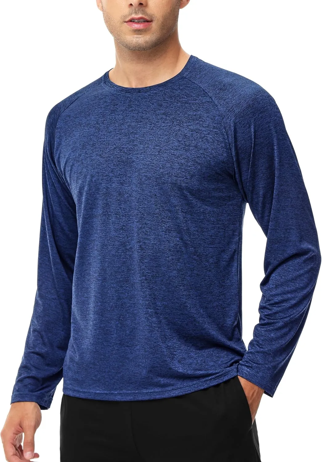 Mens Shirts 3 Pack Dry Fit Moisture Wicking Tech Performance Quick Dry Elastic Athletic Long Sleeve T Shirts