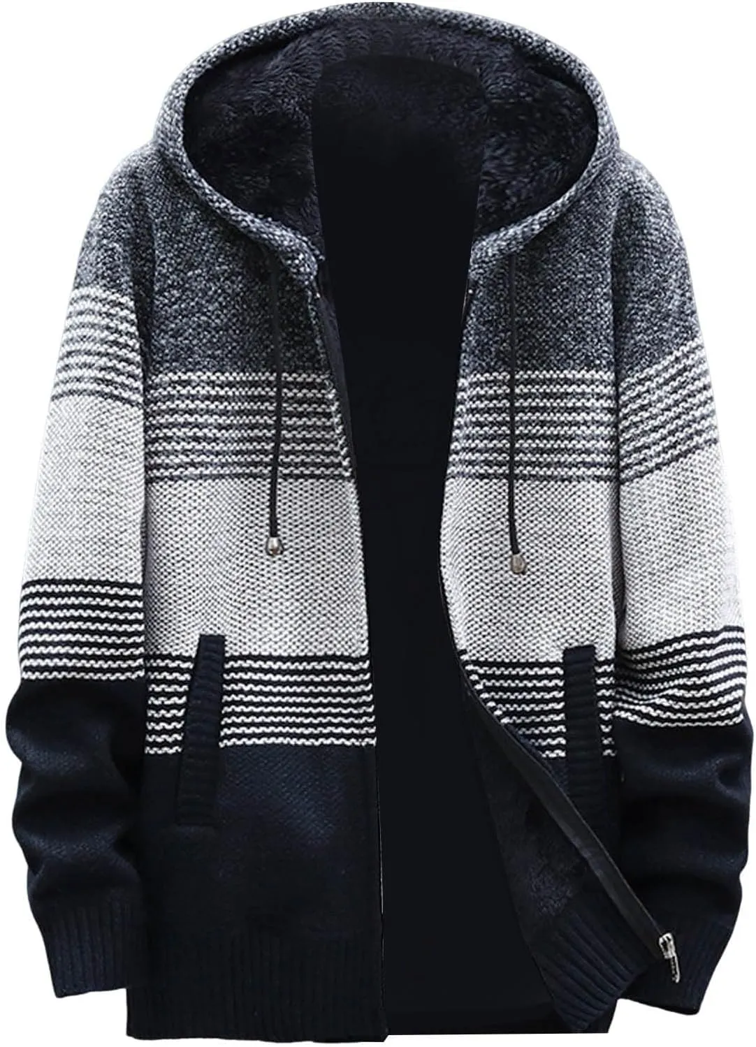 Mens Sweaters Men Plus Fleece Thick Sweater Large Size Foreign Trade Mens Mens Pullover Sweater with Pocket